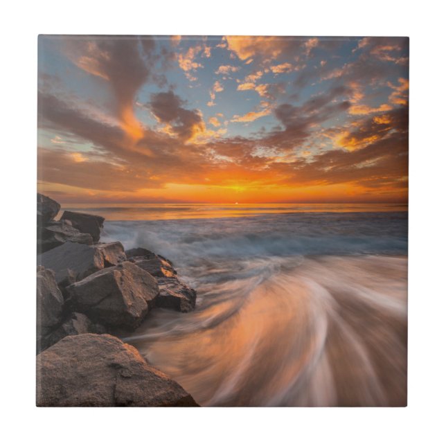 Sunset from Tamarach Beach Ceramic Tile (Front)