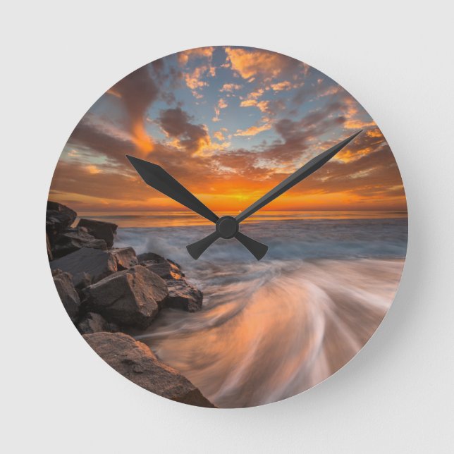 Sunset from Tamarach Beach Round Clock (Front)