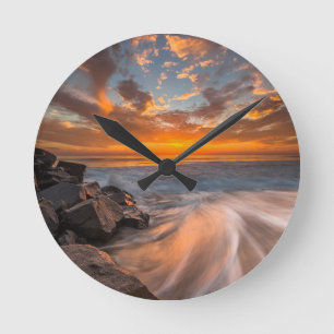 Sunset from Tamarach Beach Round Clock