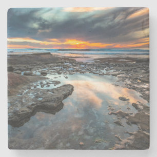 Sunset from the tide pools stone coaster