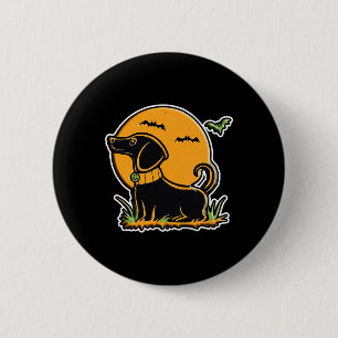 Sunset Full Moon Black Dog Lab Dachshund Halloween 6 Cm Round Badge