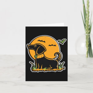 Sunset Full Moon Black Dog Lab Dachshund Halloween Card
