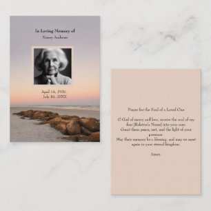 Sunset Funeral Memorial From Family Prayer Card 