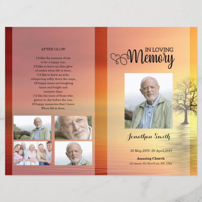 Sunset Funeral Program template (Front)