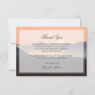 Sunset Funeral Thank You Card   Memorial Card