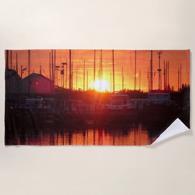 Sunset Glow in Water Beach Towel (Front)