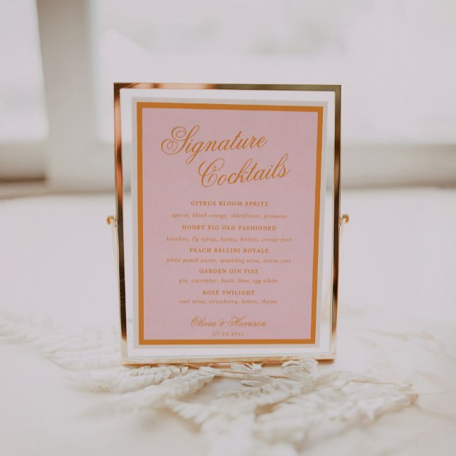 Sunset Glow Pink Orange Cocktail Menu Sign (Creator Uploaded)
