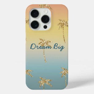 Sunset Gold Glitter Palm Trees iPhone 15 Pro Case