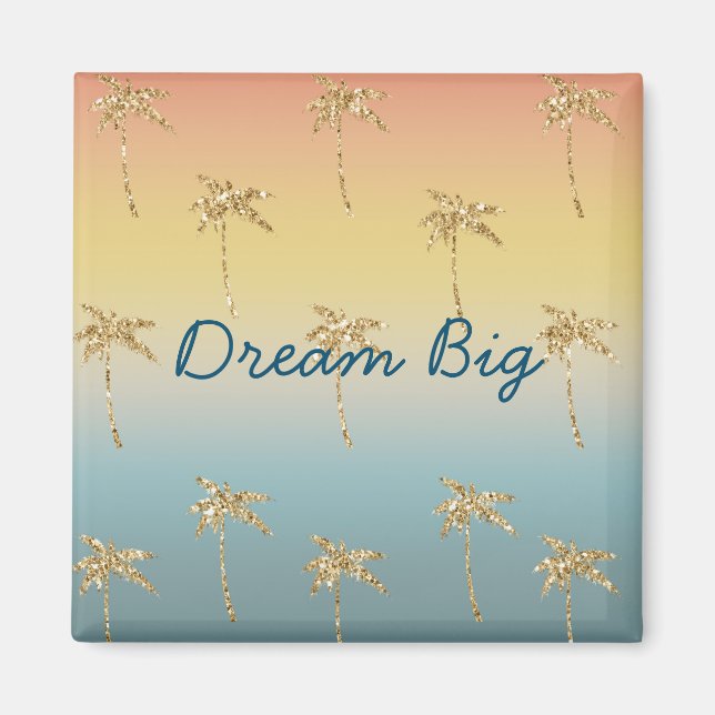 Sunset Gold Glitter Palm Trees Magnet (Front)