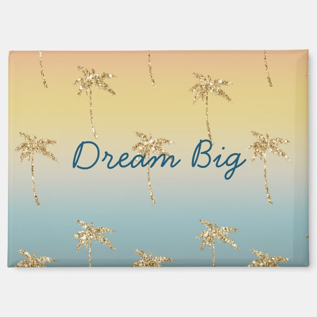 Sunset Gold Glitter Palm Trees Magnet (Front)