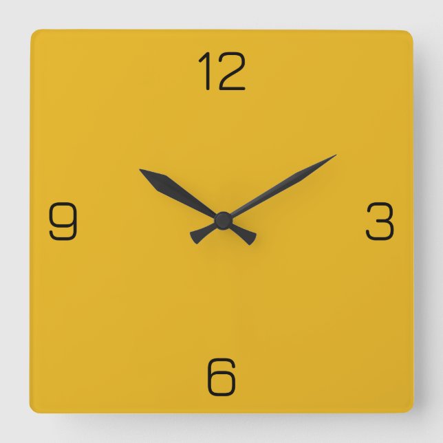Sunset Gold Yellow E8B319 Colour Add a Name Option Square Wall Clock (Front)