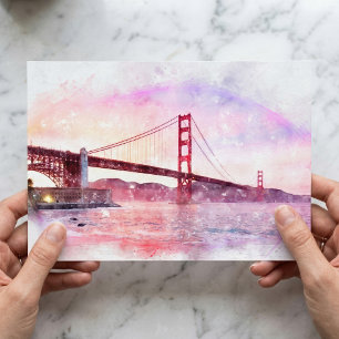 Sunset Golden Gate Bridge Pastel in San Francisco Postcard