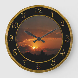 Sunset Golden Rays Large Clock