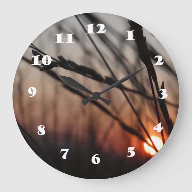 Sunset Golden Sun Round (Large) Wall Clock (Front)
