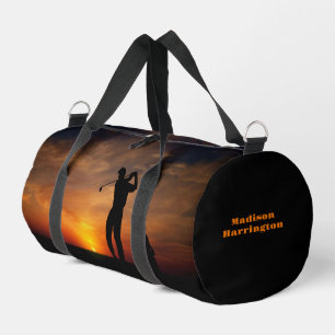 Sunset Golfer custom name Duffle Bag