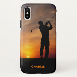Sunset Golfer custom name phone cases