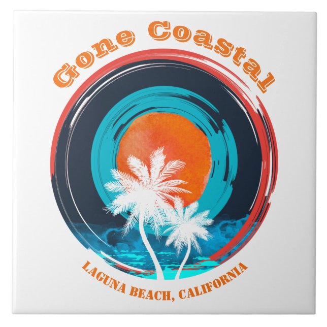 Sunset Gone Coastal Pick Your Beach Ceramic Tile (Front)