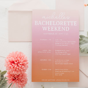 Sunset Gradient Bachelorette Agenda Itinerary Save The Date