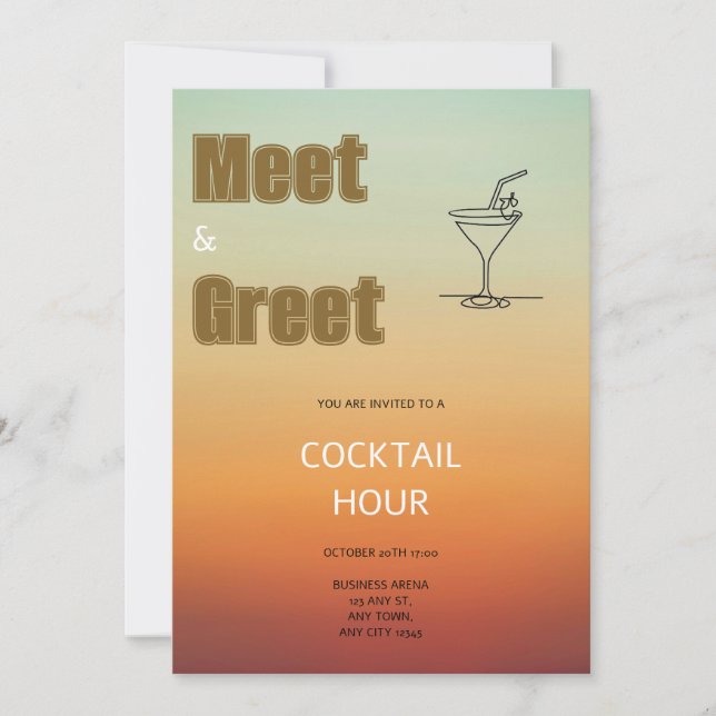 Sunset Gradient Business Cocktail Hour Invitation (Front)