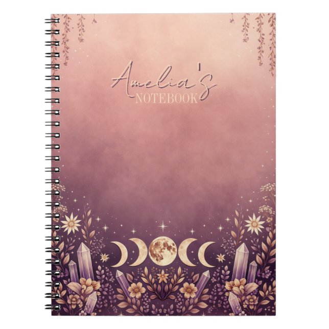 Sunset Gradient Celestial Moon Phase Notebook  (Front)