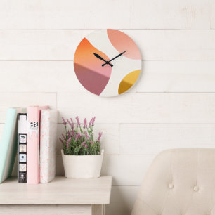 Sunset Gradient Geometric Abstractions Large Clock