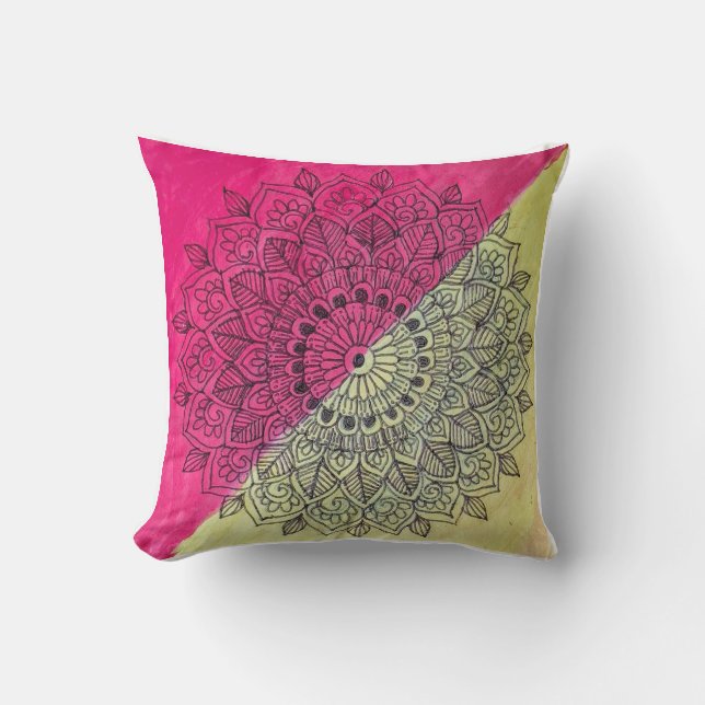 Sunset Gradient Mandala Pillow (Front)