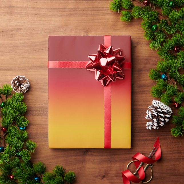Sunset Gradient Vibrant Red Orange Yellow Ombre Wrapping Paper (Holiday Gift)