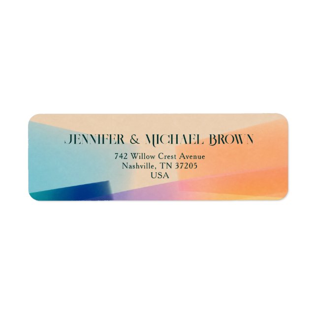 Sunset Gradient Wedding Address Design Return Address Label (Front)