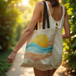 Sunset Harmony Wave Tote Bag