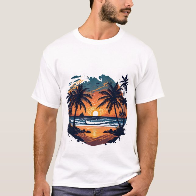 Sunset Hawaii Beach  T-Shirt (Front)