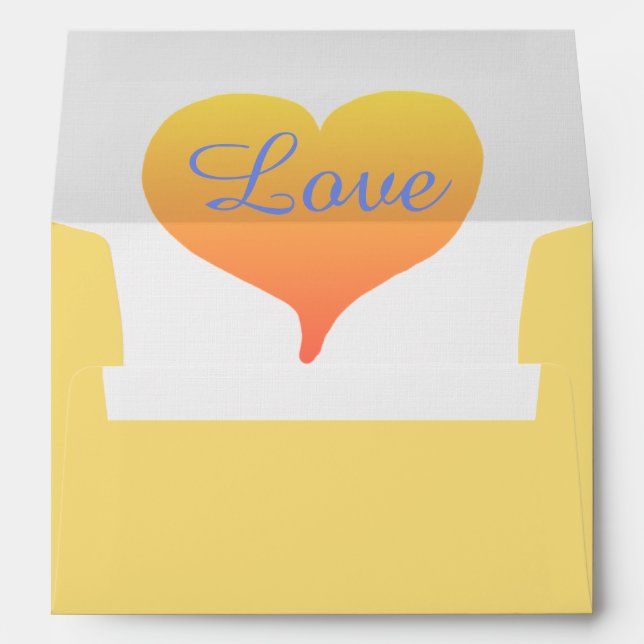 Sunset Heart Mellow Yellow Wedding Envelopes (Back (Bottom))