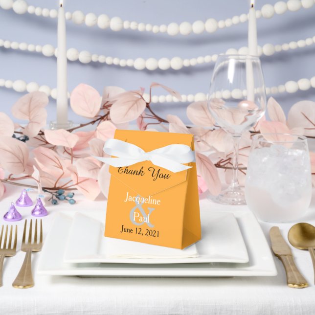 Sunset Heart Orange White Wedding Favour Box (Wedding)