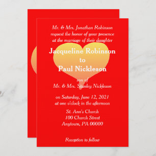 Sunset Heart Red Wedding Invitation