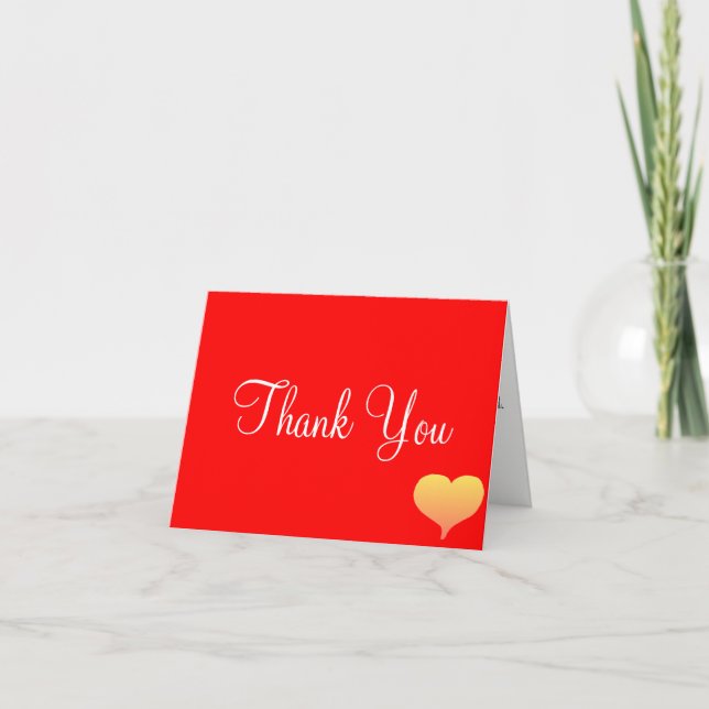 Sunset Heart Red Wedding Thank You Cards (Front)