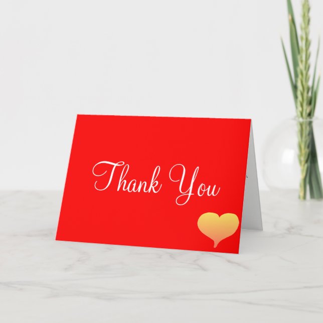 Sunset Heart Red Wedding Thank You Cards (Front)