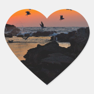Sunset heart sticker