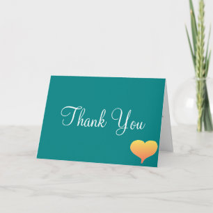 Sunset Heart Teal Green Wedding Thank You Cards