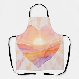 Sunset Heart Watercolor Serenity Apron
