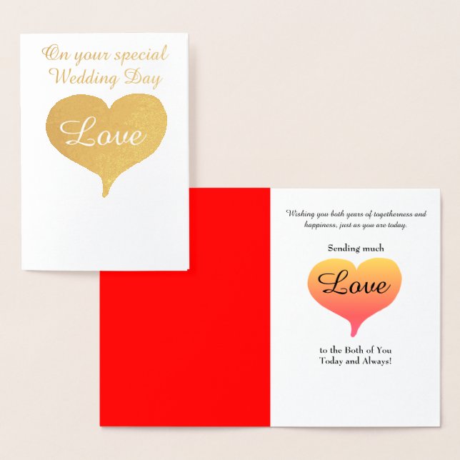 Sunset Hearts Red Wedding Foil Card (Display)