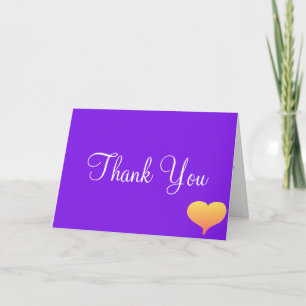 Sunset Hearts Violet Monogram Wedding Thank You Card