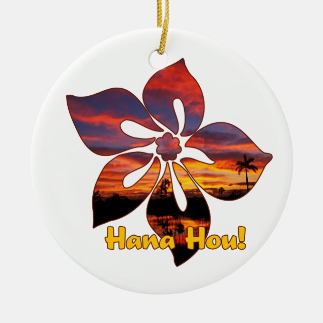 Sunset Hibiscus Hawaiian Ornaments (Front)