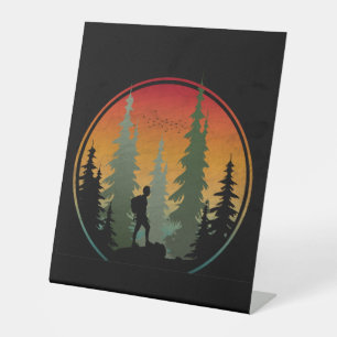 Sunset Hiking Nature Forest Pedestal Sign