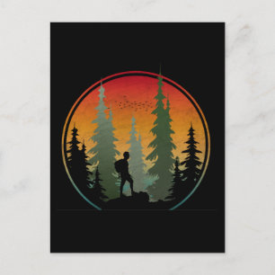 Sunset Hiking Nature Forest Postcard