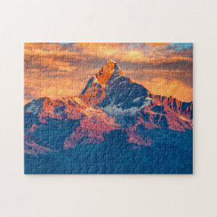 Sunset Himalaya Snow Mountains Nepal Travel Jigsaw Puzzle