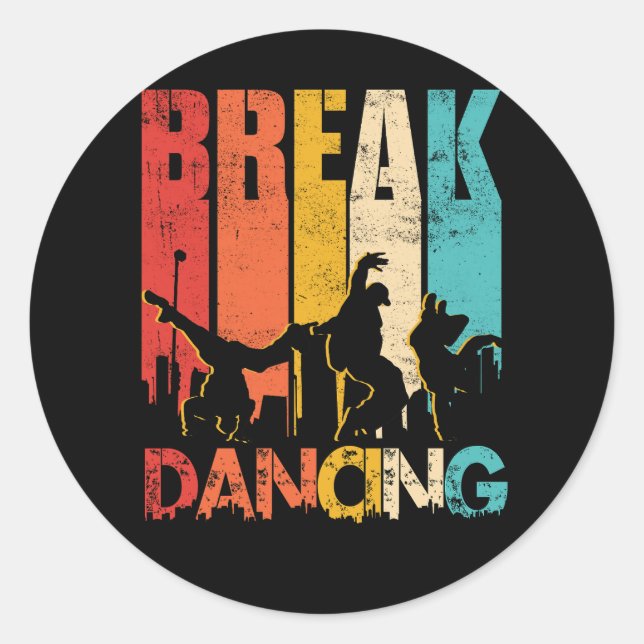 Sunset Hip Hop Urban Dance Breakdancer Street Art  Classic Round Sticker (Front)