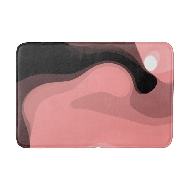 Sunset Horizon: Abstract Pink, Black & White Bath Mat (Front)