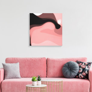 Sunset Horizon: Abstract Pink, Black & White Canvas Print