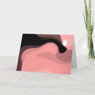 Sunset Horizon: Abstract Pink, Black & White Card