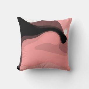 Sunset Horizon: Abstract Pink, Black & White Cushion