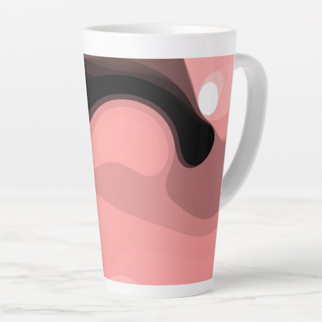 Sunset Horizon: Abstract Pink, Black & White Latte Mug (Right Angle)